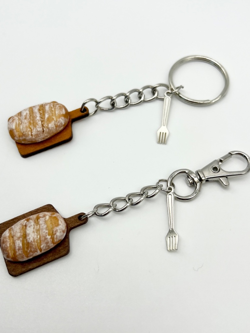 Sourdough Bread Keychain or Bag Clip | Handmade Miniature Food Accessory Charm - Picture 4 of 8